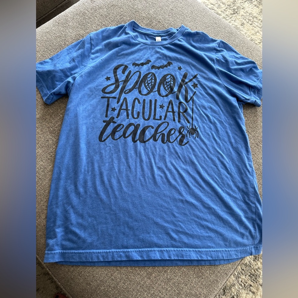 Halloween Teacher Shirt Size XL Blue Spooktacular Teacher T-Shirt